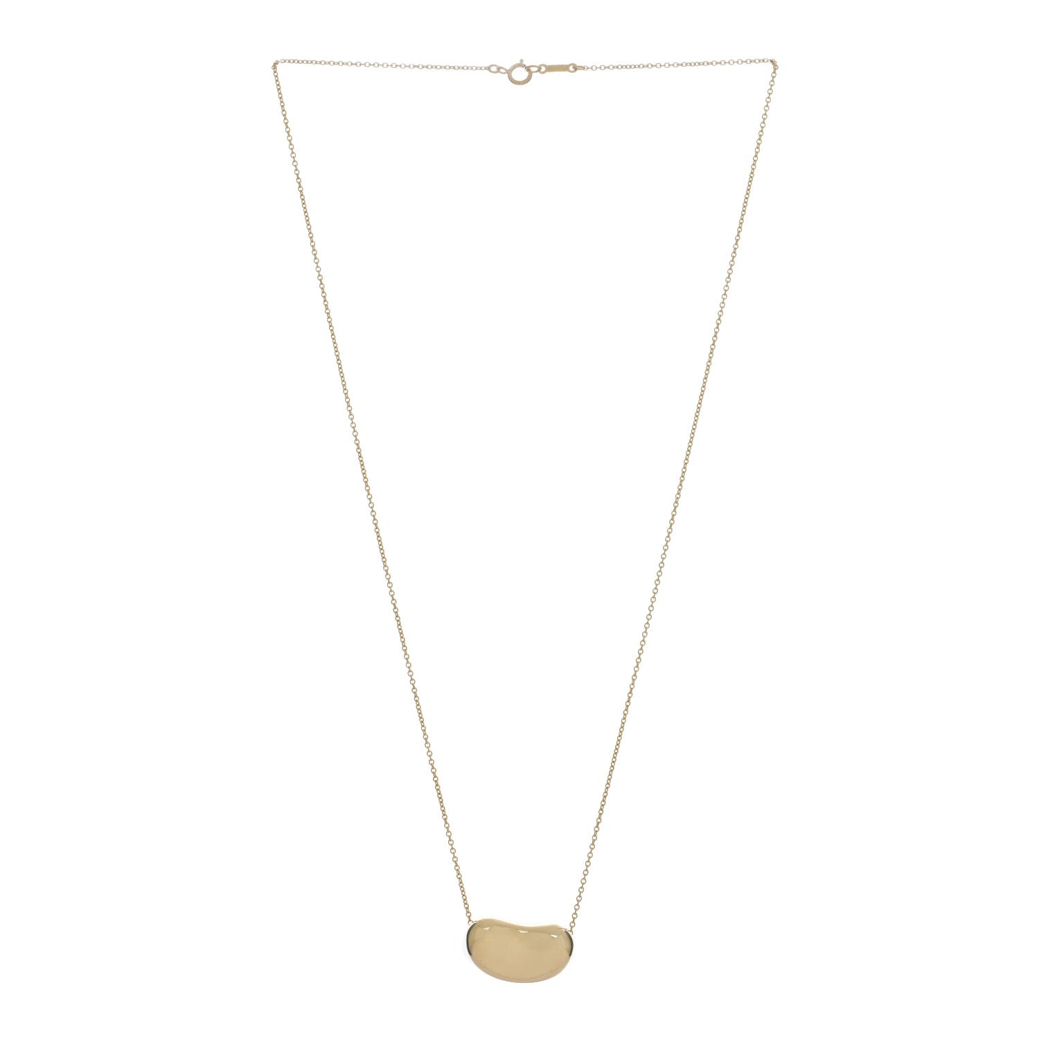 Tiffany 18K Yellow Gold 20mm Elsa Peretti Bean Pendant Necklace 3 of 4