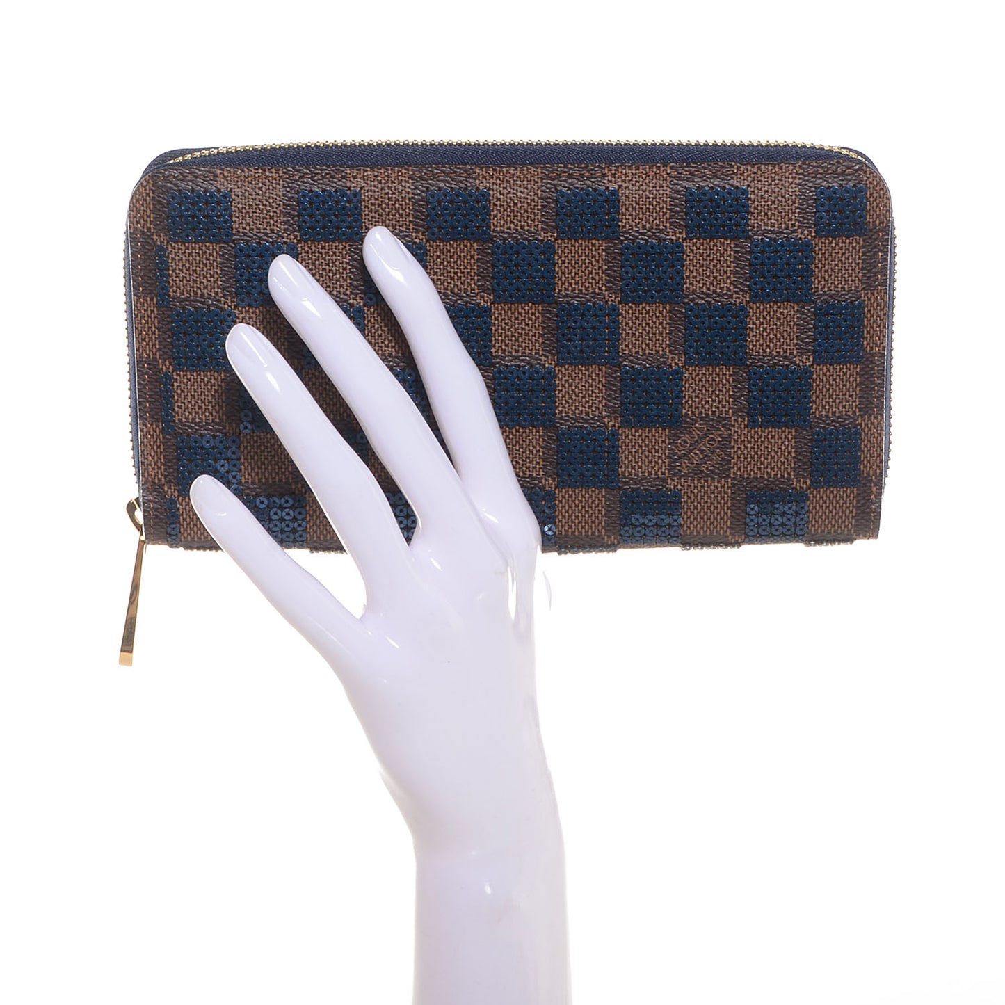 Damier Paillettes Zippy Wallet Blue
