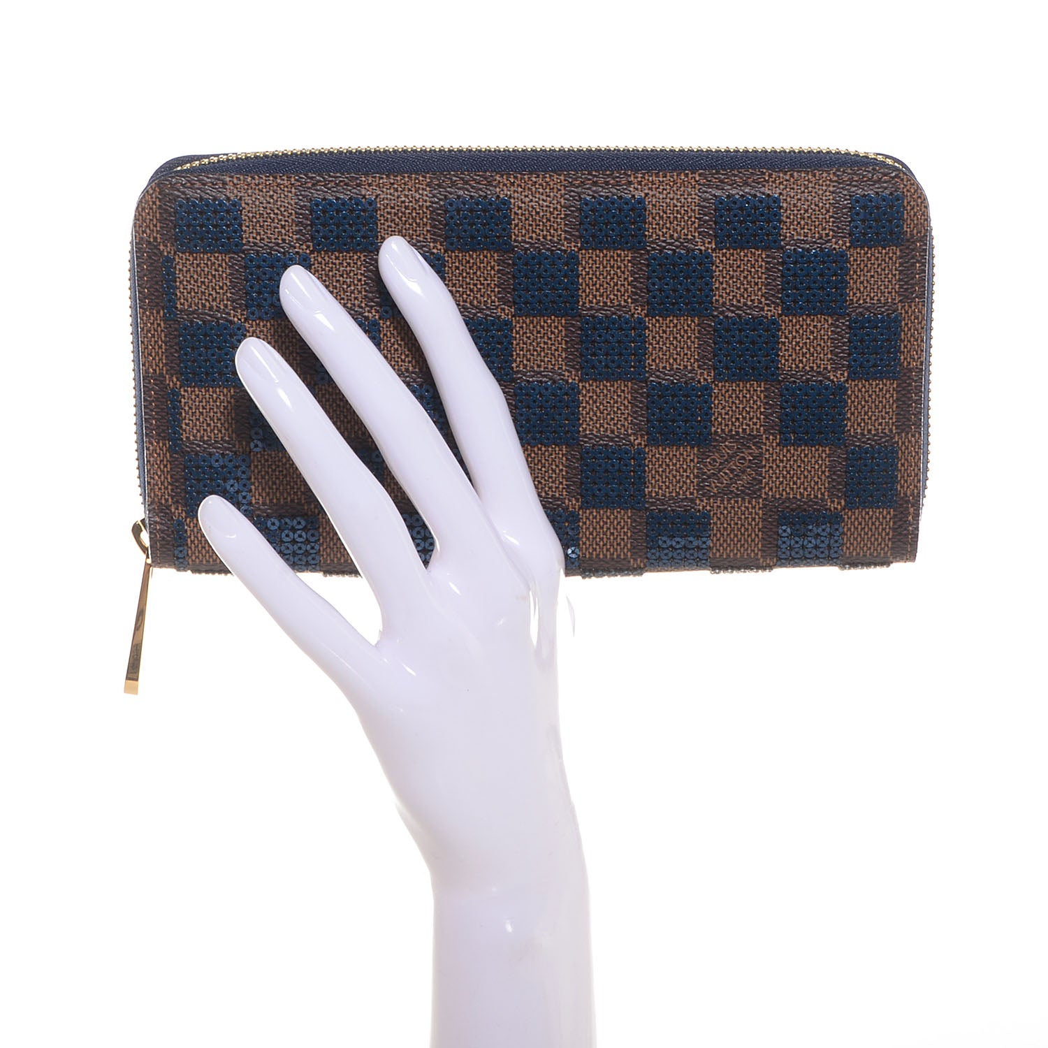 Louis Vuitton Damier Paillettes Zippy Wallet Blue 2 of 7