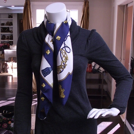 Hermes Silk Scarf Keys Bleu 2 of 6