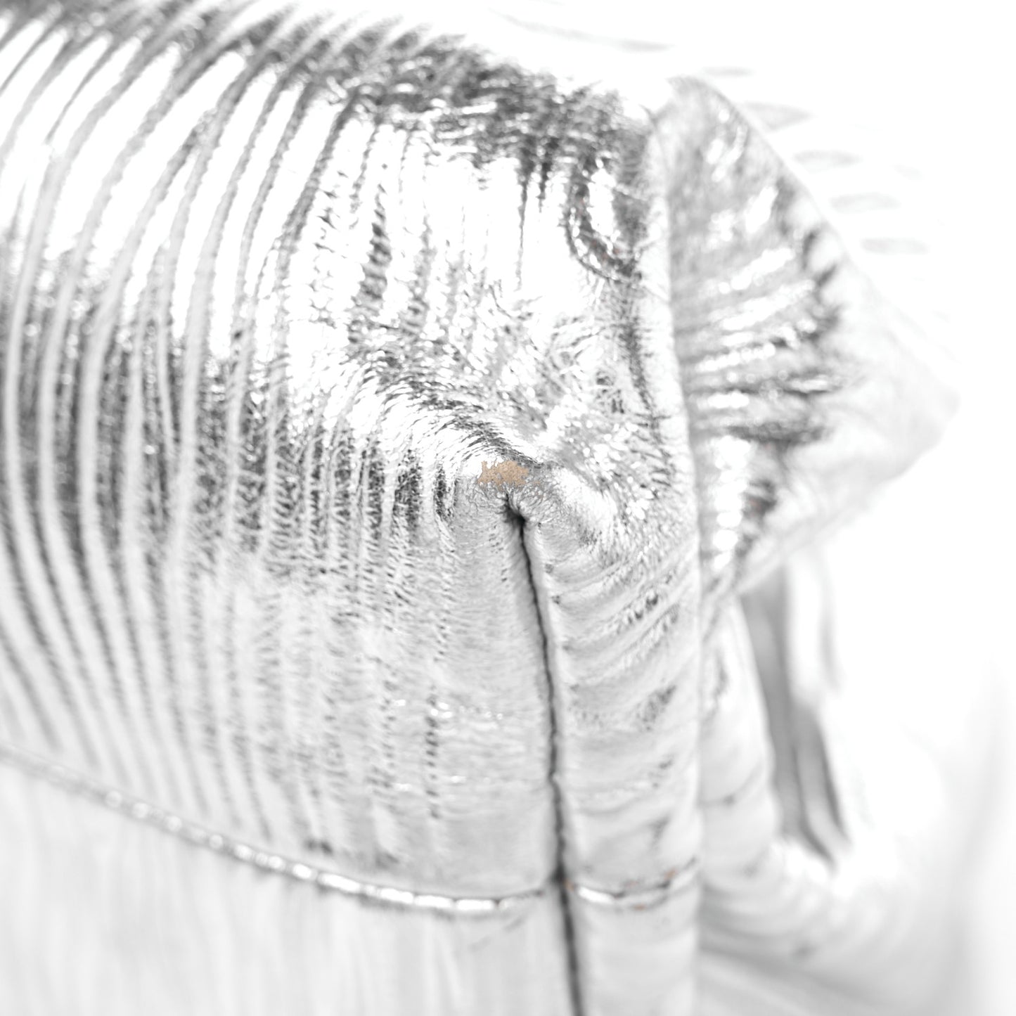 Metallic Bark Calfskin Embossed The Pouch Oversized Clutch Silver