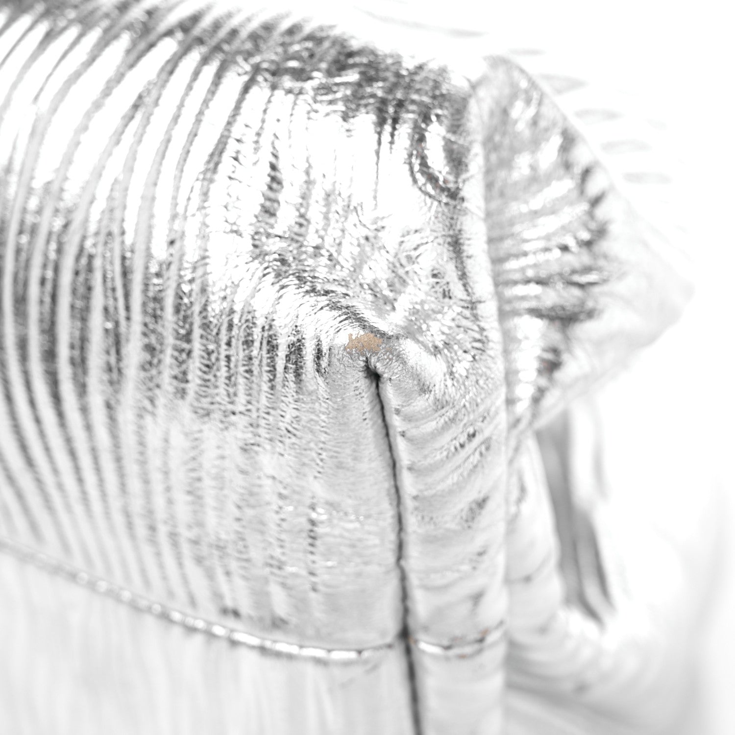 Bottega Veneta Metallic Bark Calfskin Embossed The Pouch Oversized Clutch Silver 9 of 10