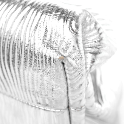 Bottega Veneta Metallic Bark Calfskin Embossed The Pouch Oversized Clutch Silver 9 of 10