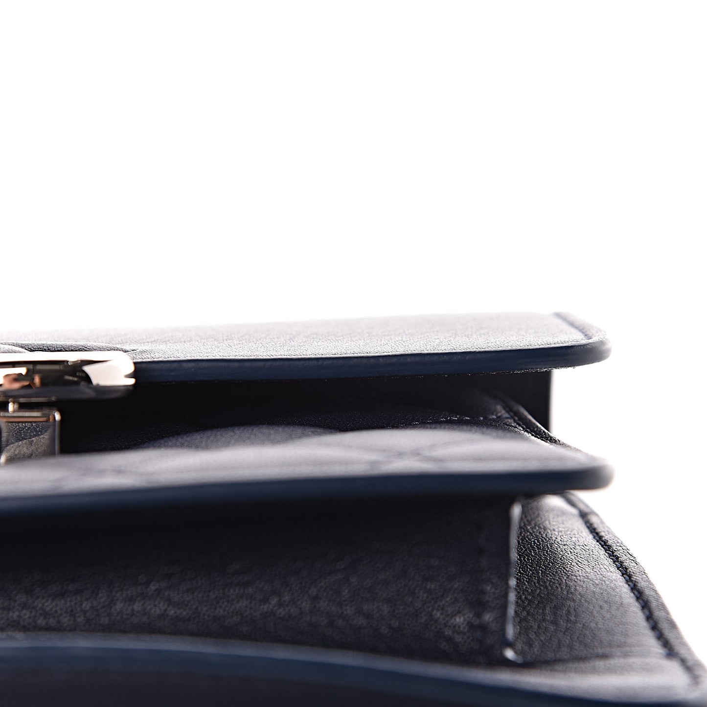 Goatskin Quilted Small CC Box Flap Navy