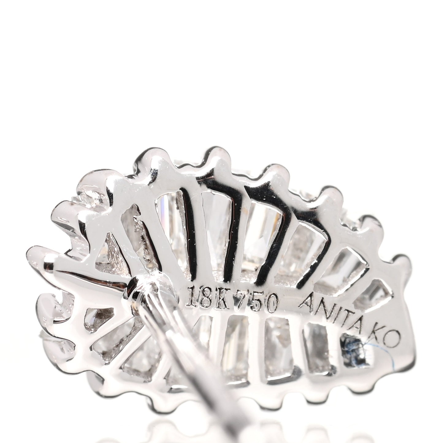 18K White Gold Diamond Small Palm Leaf Earrings