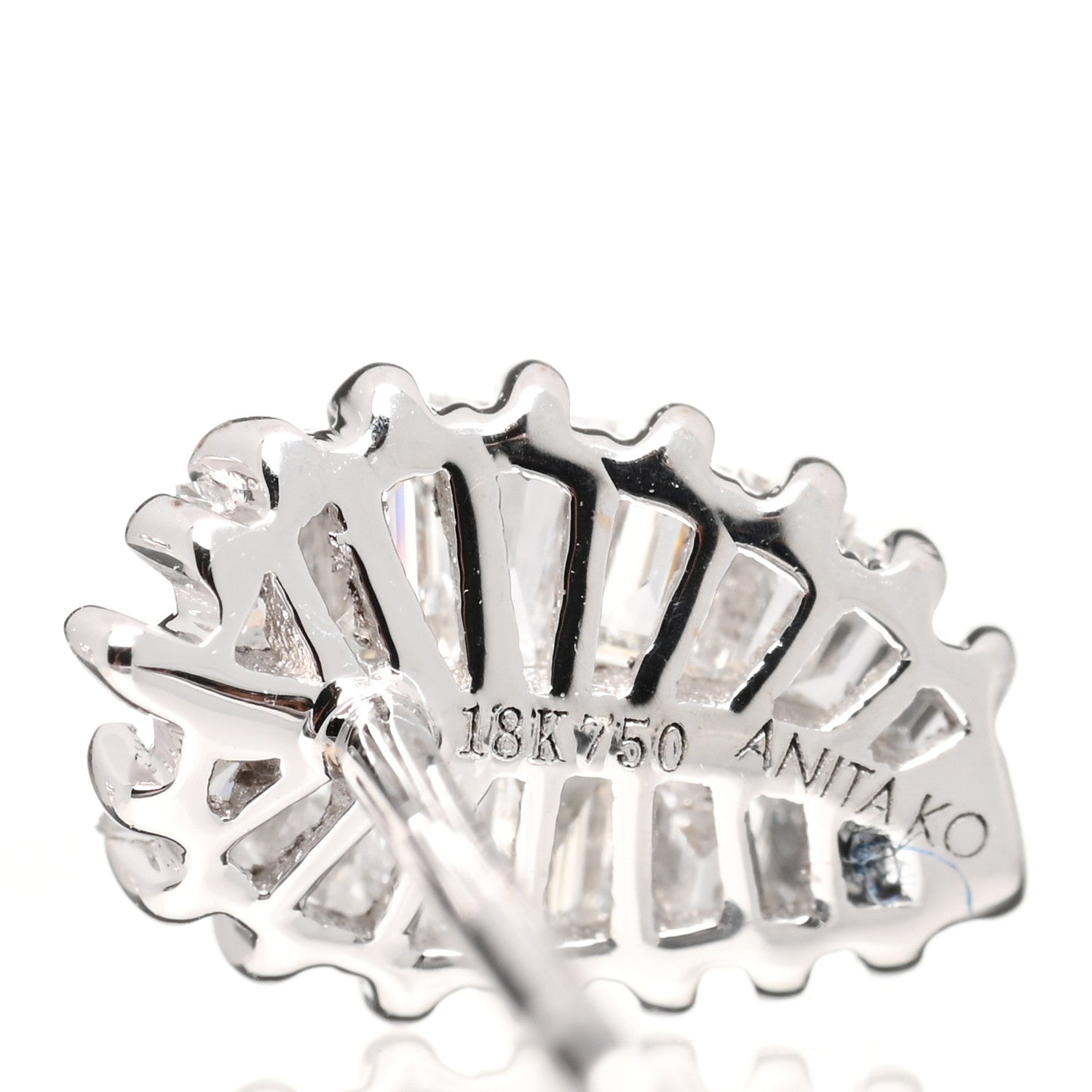 Anita Ko 18K White Gold Diamond Small Palm Leaf Earrings 4 of 4