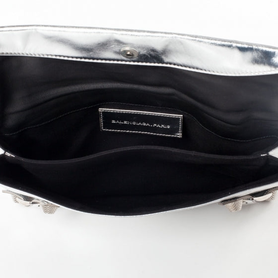 Laminated Calfskin Giant 21 Envelope Clutch Silver Hardware