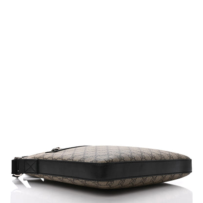 Gucci GG Supreme Monogram Medium Flat Messenger Bag Beige Black 4 of 9