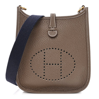 Hermes Taurillon Clemence Amazone Evelyne TPM Etoupe Bleu Indigo 1 of 11