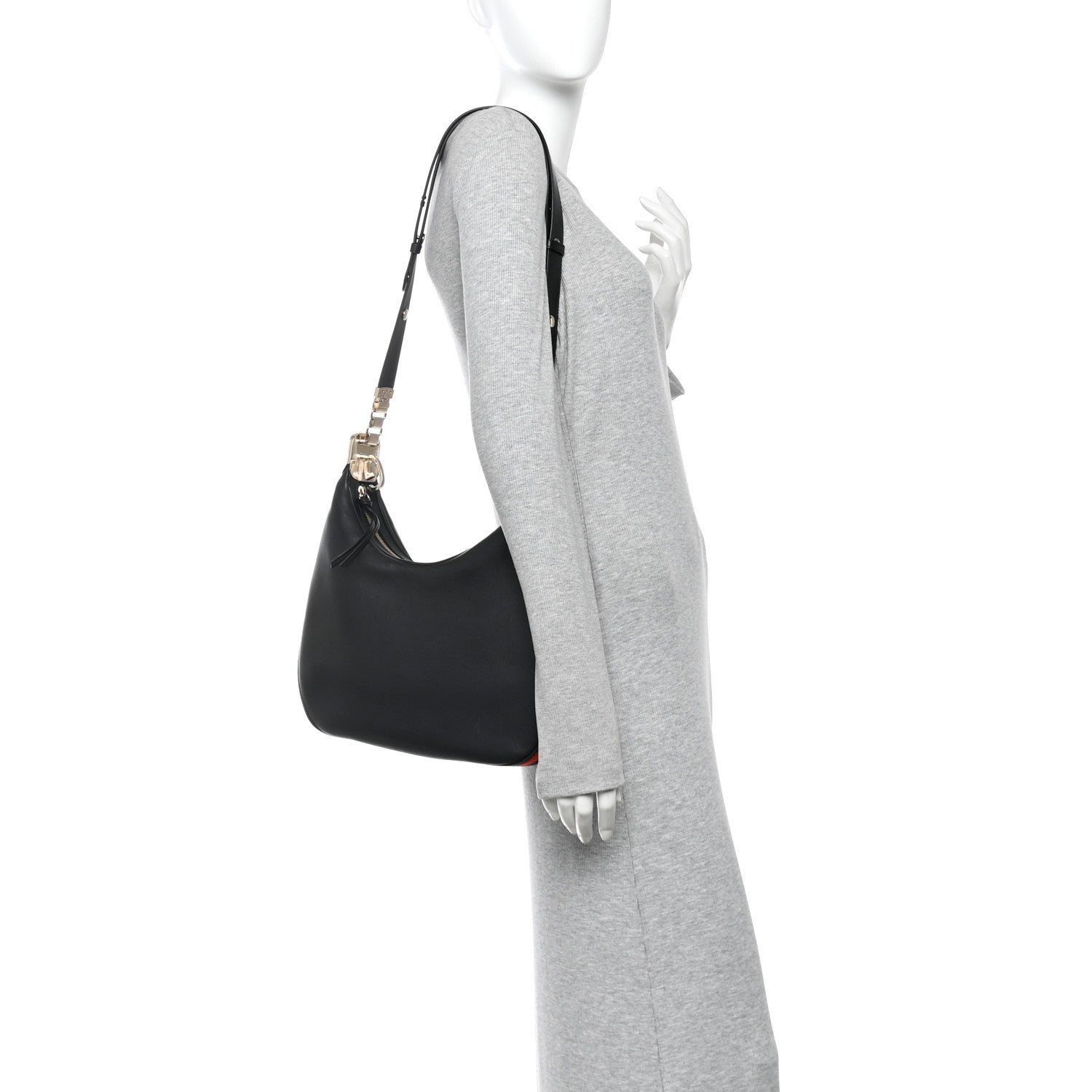 Gucci Aria Calfskin Web Large Attache Shoulder Bag Black 2 of 10