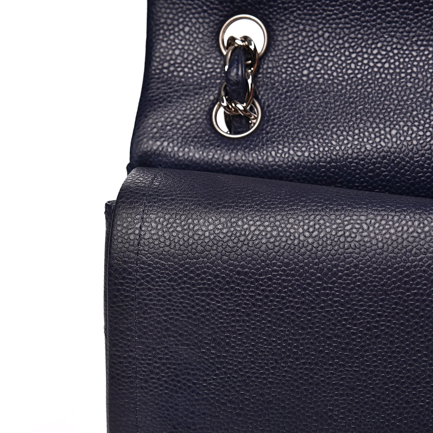 Caviar Quilted Maxi Double Flap Navy Blue