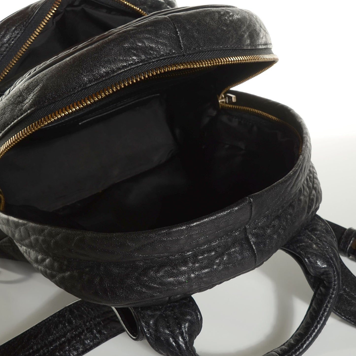 Pebbled Lambskin Dumbo Backpack Black Antique Brass Hardware