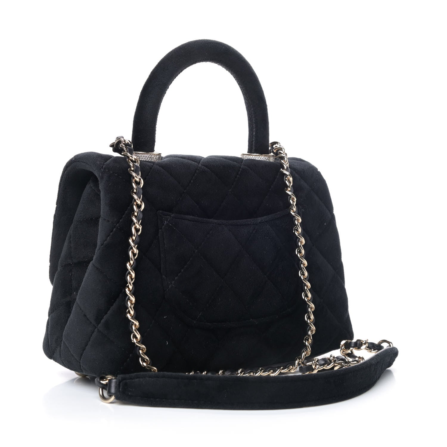 Chanel Velvet Crystal Quilted Extra Mini Coco Handle Flap Black 2 of 4