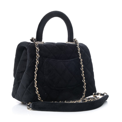 Chanel Velvet Crystal Quilted Extra Mini Coco Handle Flap Black 2 of 4