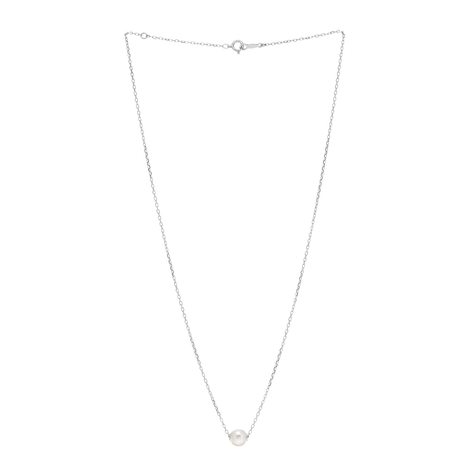 Mikimoto 18K White Gold Akoya Pearl 7mm Single Pendant Necklace 3 of 5