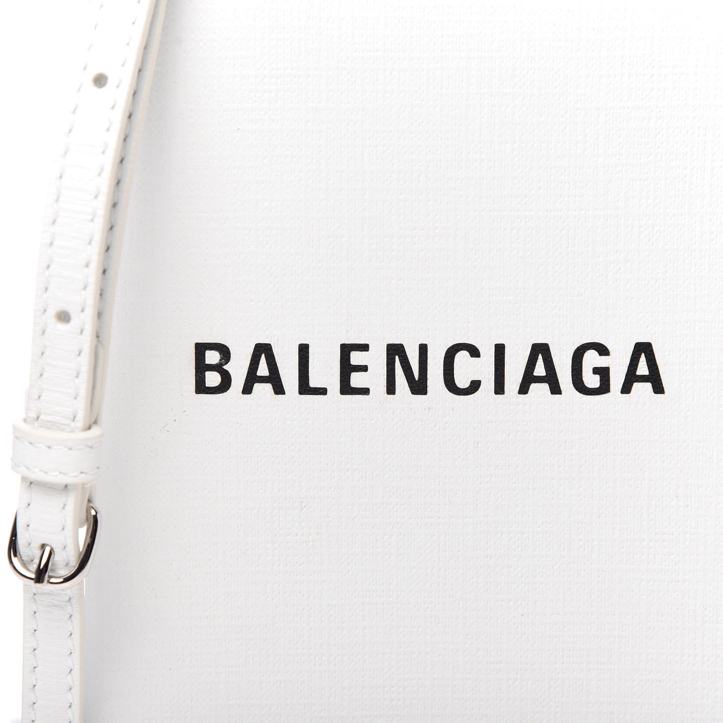 Squared Calfskin Logo Shopping Phone Holder Bag White