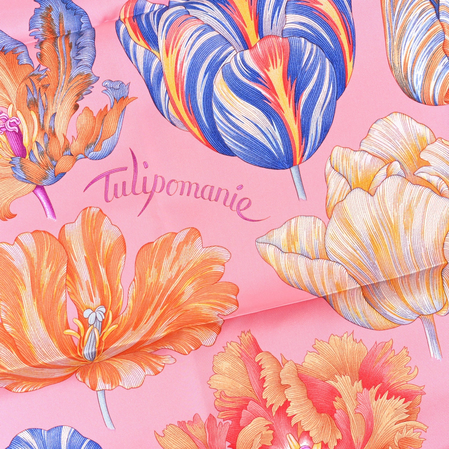 Hermes Silk Tulipomanie Scarf 90 Rose Malabar Violet 2 of 5
