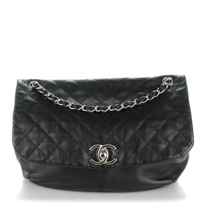 Chanel Shiny Lambskin Quilted Large Trianon Messenger Flap Black 1 of 8
