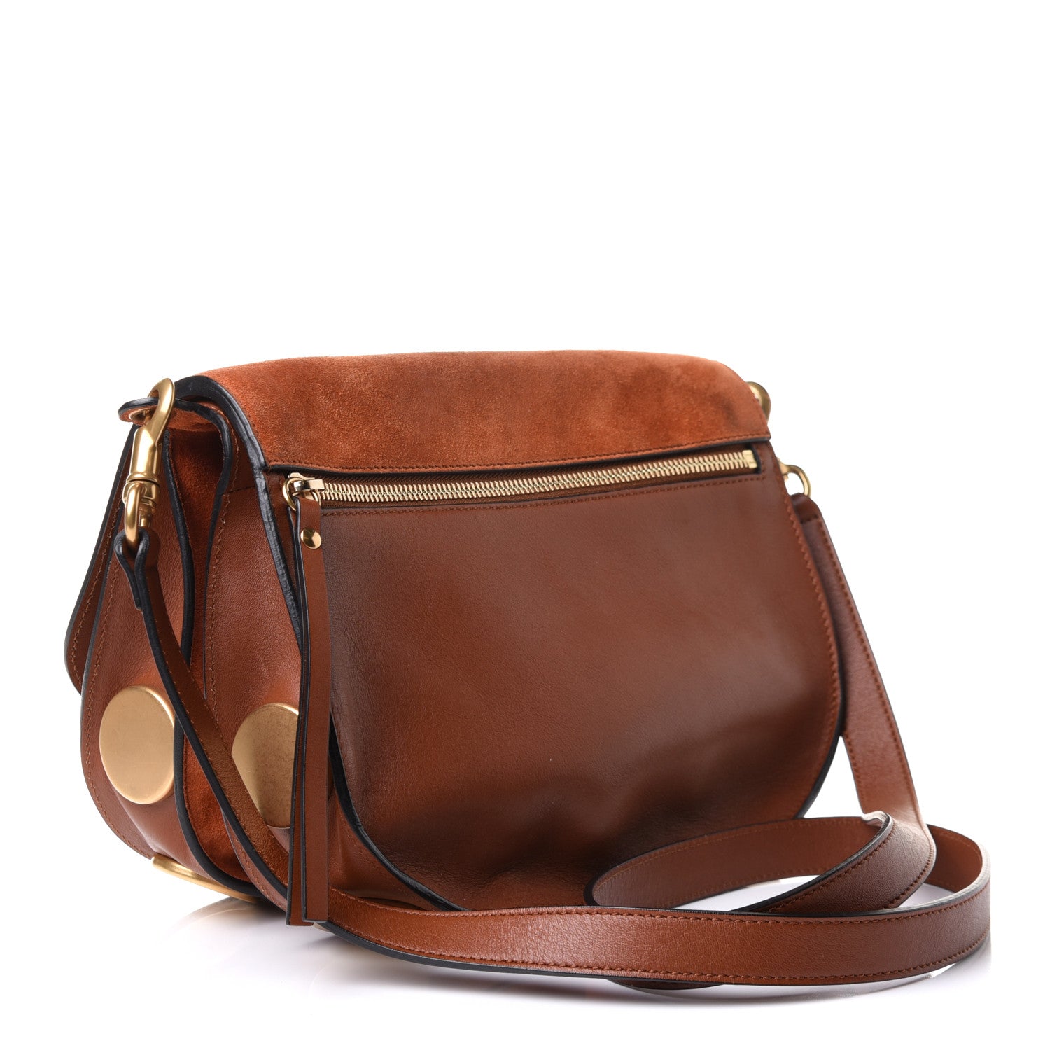 Chloe Suede Smooth Calfskin Kurtis Shoulder Bag Classic Tobacco 2 of 9