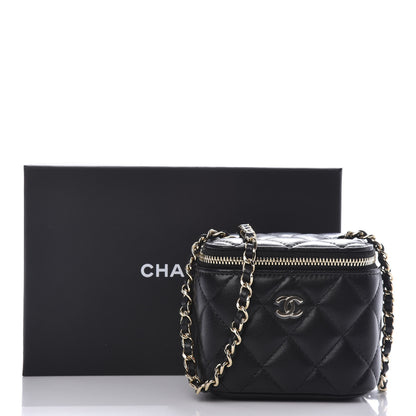 Chanel Lambskin Quilted Mini Vanity Case With Chain Black 10 of 10