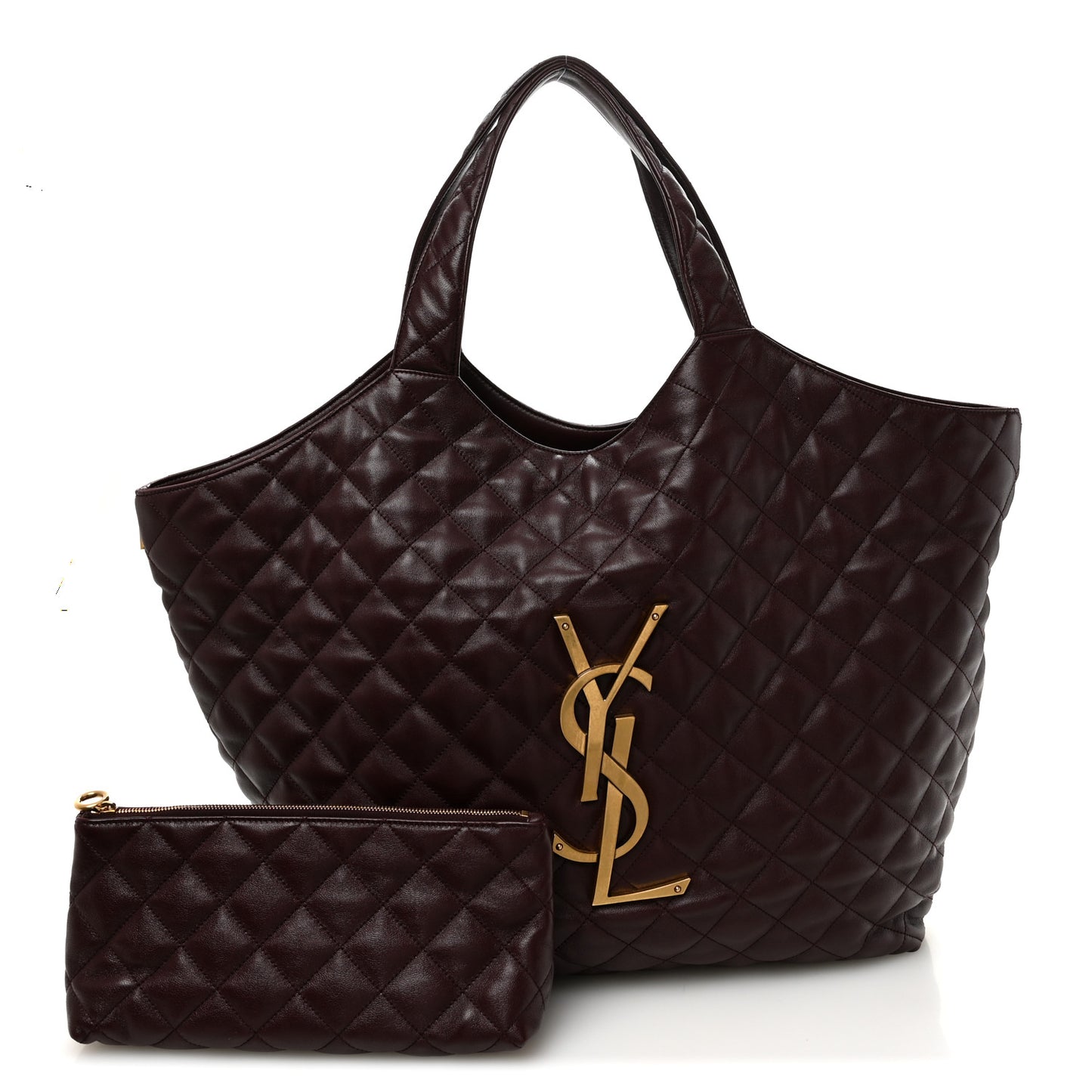 Lambskin Quilted Maxi Icare Shopping Tote  Rouge Cabernet