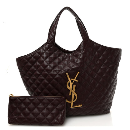 Saint Laurent Lambskin Quilted Maxi Icare Shopping Tote  Rouge Cabernet 3 of 11