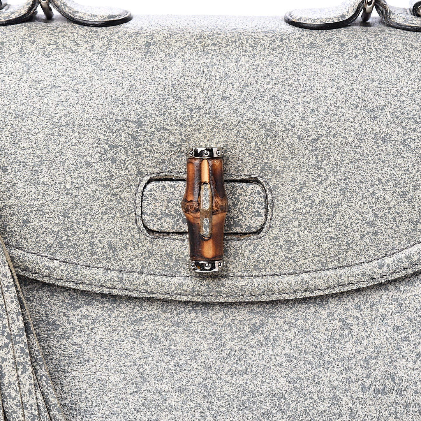 Calfskin Large New Bamboo Top Handle Bag Light Grey