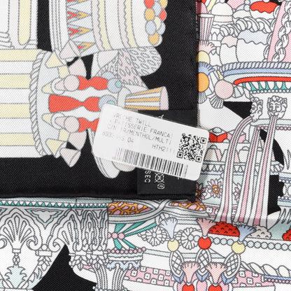 Hermes Silk La Patisserie Francaise Scarf 45 Black Menthol Multicolor 5 of 5