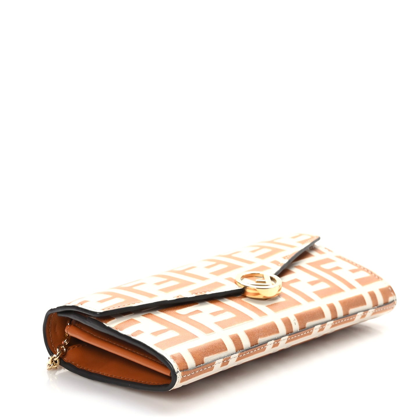 Vitello Soft F is Fendi Bi-Color FF 1974 Embossed Continental Envelope Wallet On Chain Camelia Saddler