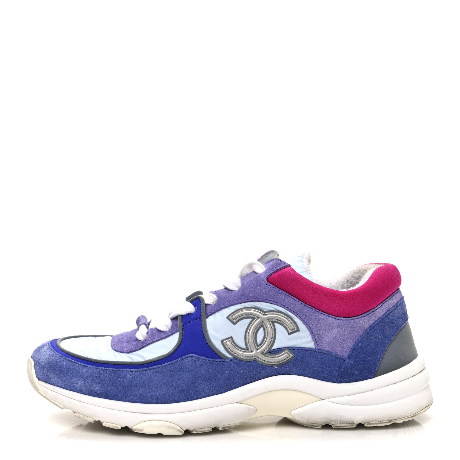 Chanel Nylon Calfskin Suede CC Womens Sneakers 39.5 Light Blue 1 of 10
