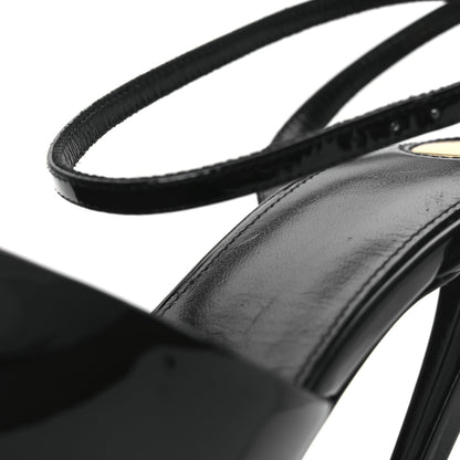 Saint Laurent Patent Calfskin La Scandale 110 Sandals 38 Black 11 of 12