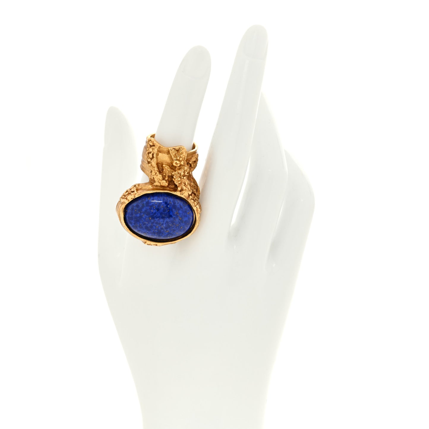 Glass Cabochon Arty Ovale Ring 49 5 Gold Blue