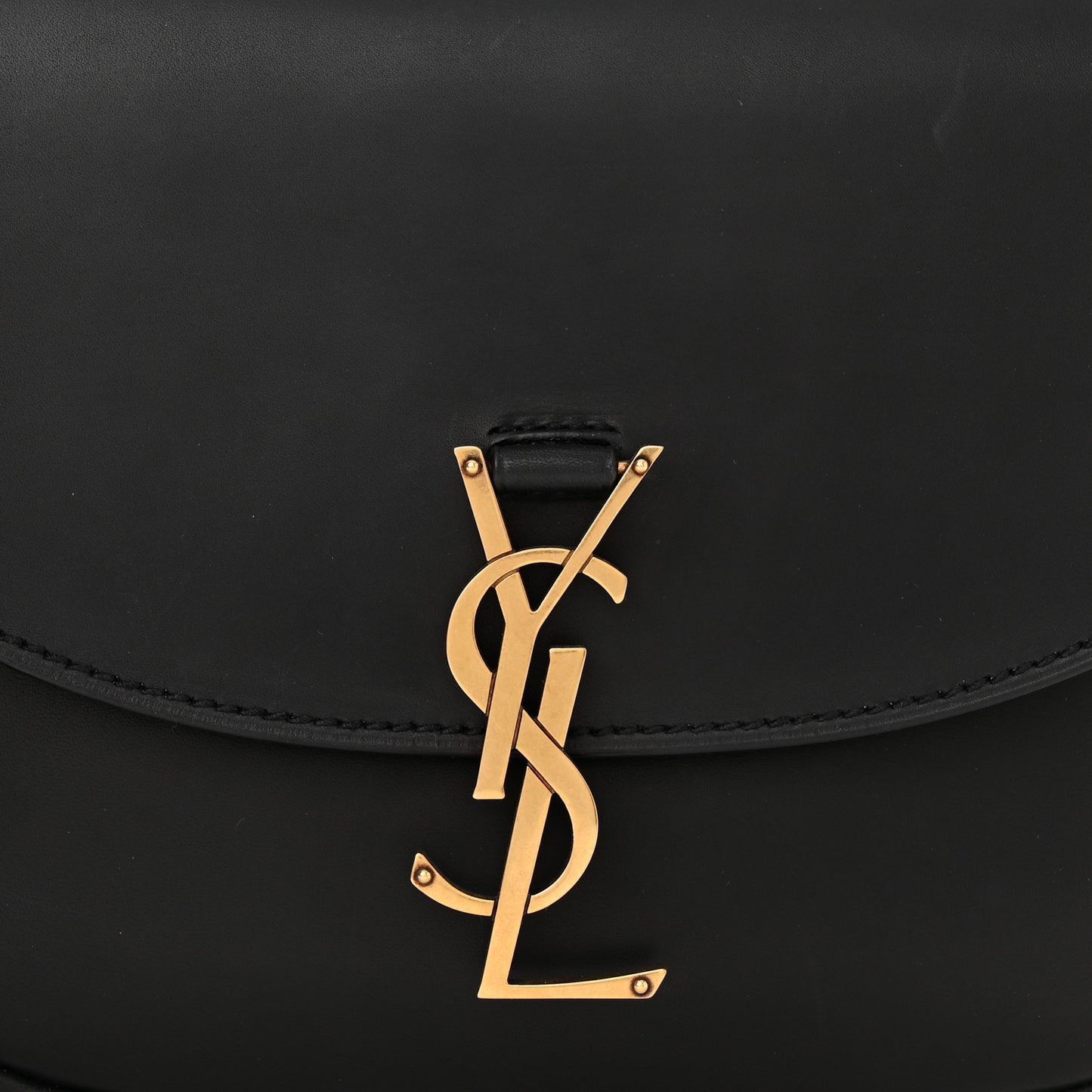 Smooth Calfskin Monogram Medium Kaia Satchel Black