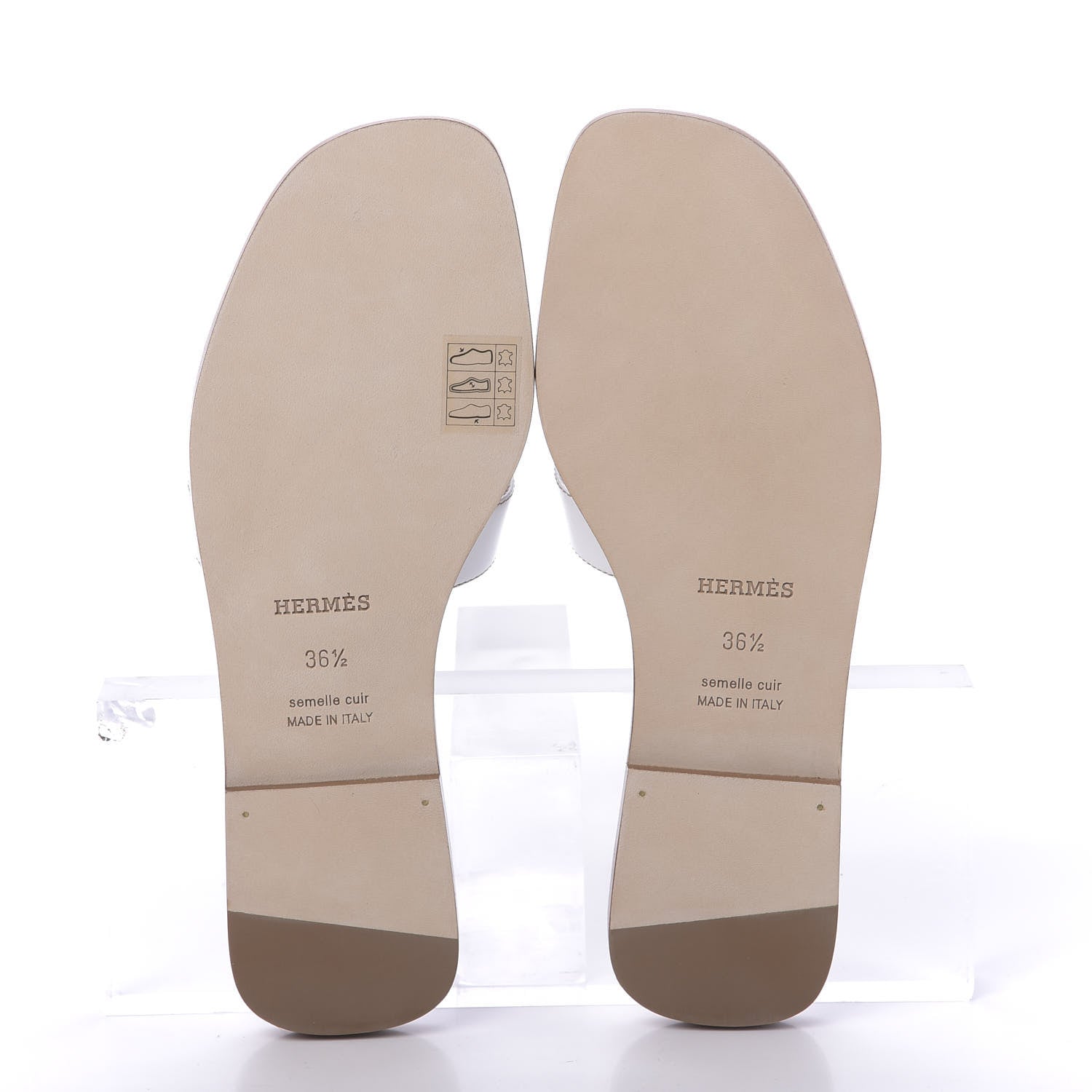 Hermes Box Calfskin Oran Sandals 36.5 White 6 of 9
