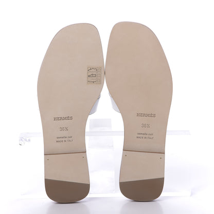 Hermes Box Calfskin Oran Sandals 36.5 White 6 of 9