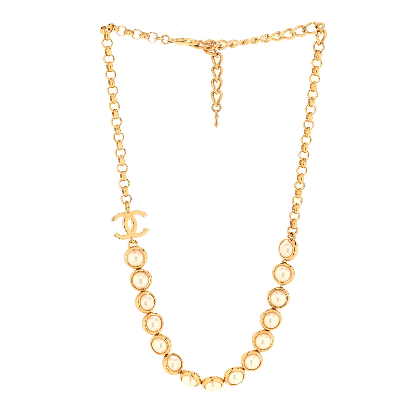 Pearl CC Short Necklace Gold