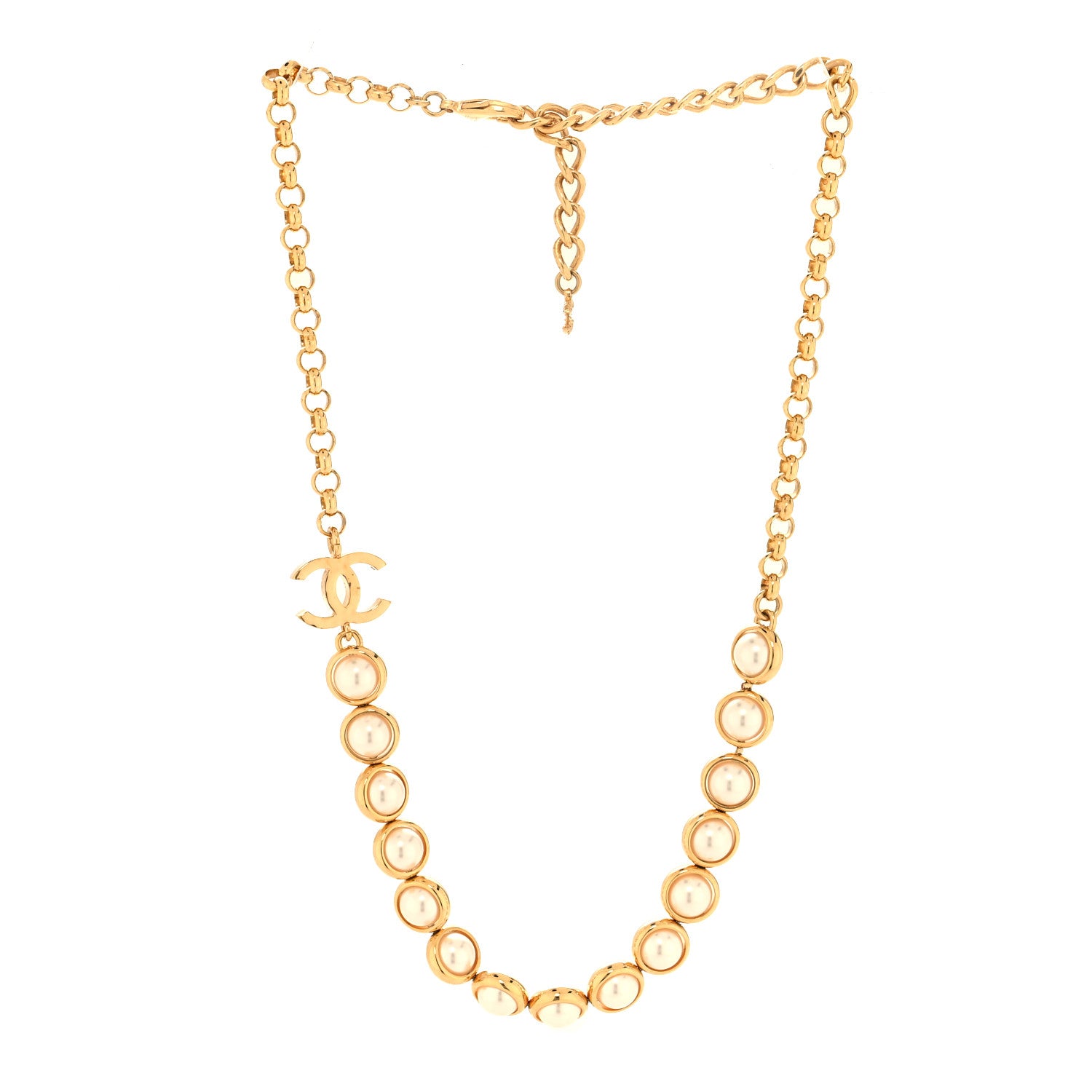 Chanel Pearl CC Short Necklace Gold 3 of 4
