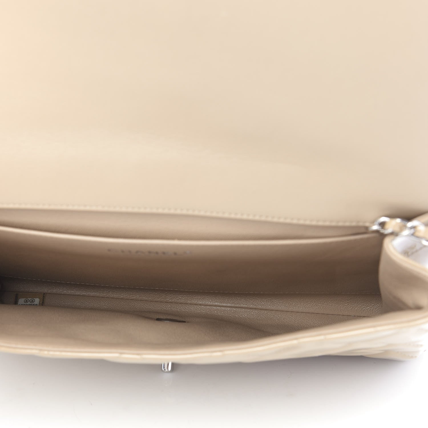Chanel Patent Quilted Clutch with Chain Flap Beige 5 of 10