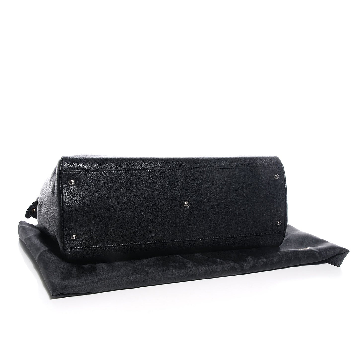 Goatskin Large Peekaboo Iconic Satchel Black Lampone
