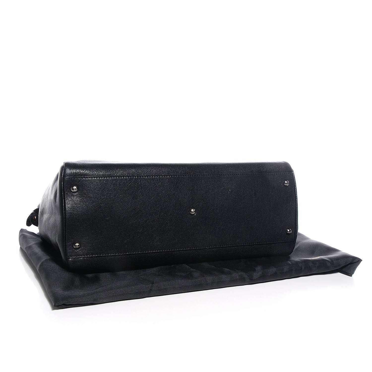 Fendi Goatskin Large Peekaboo Iconic Satchel Black Lampone 4 of 9