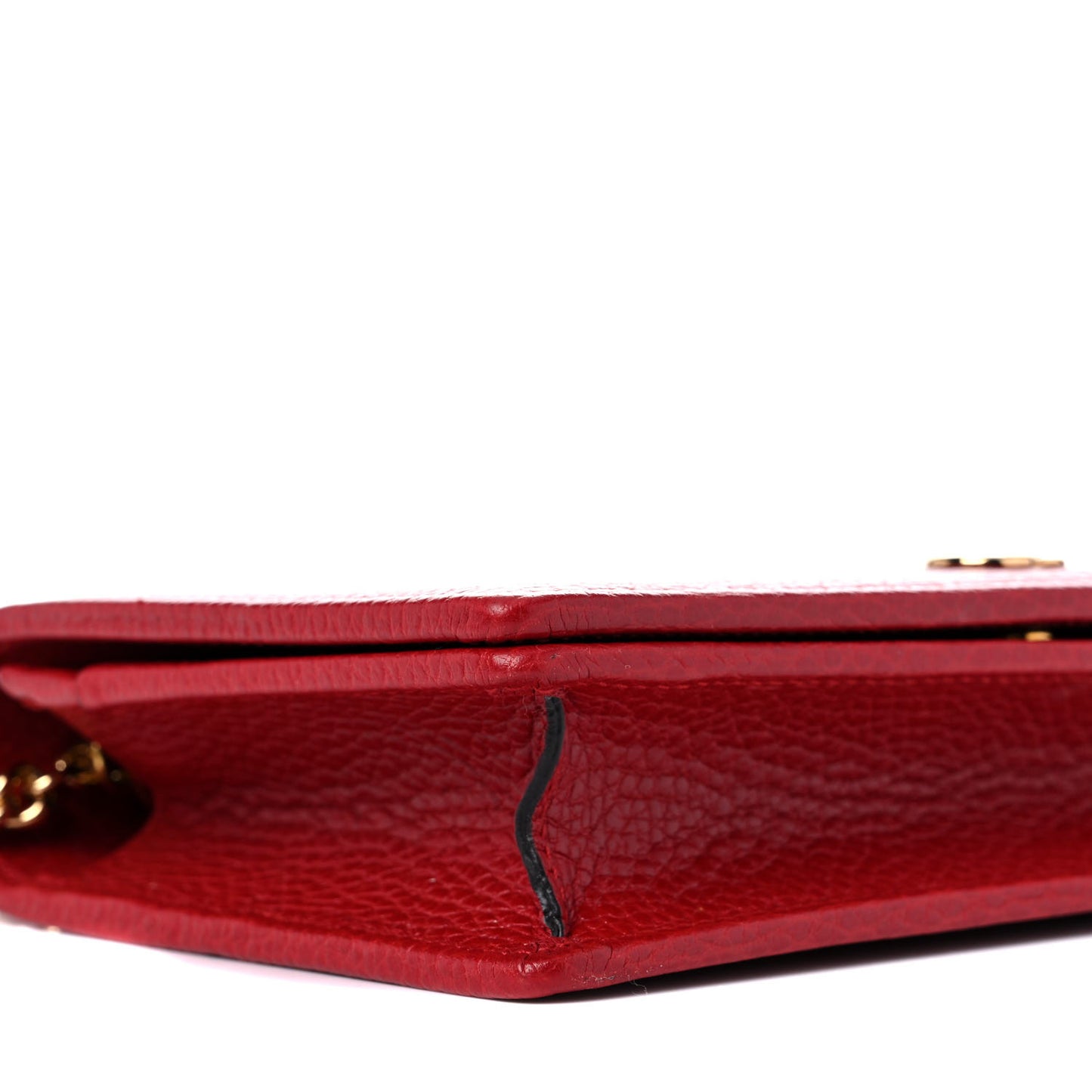 Dollar Calfskin Mini GG Marmont Chain Wallet Hibiscus Red