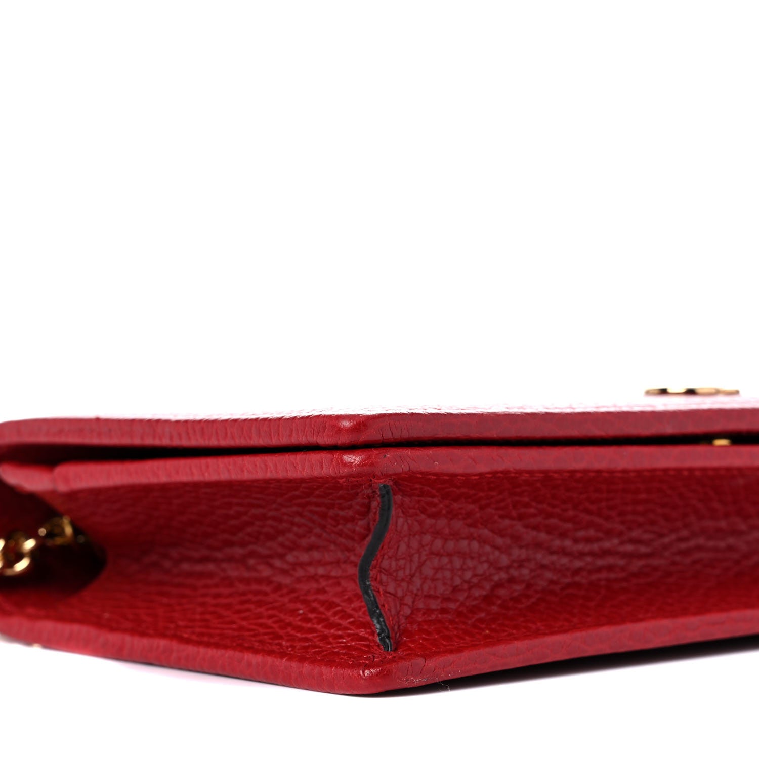 Gucci Dollar Calfskin Mini GG Marmont Chain Wallet Hibiscus Red 8 of 15