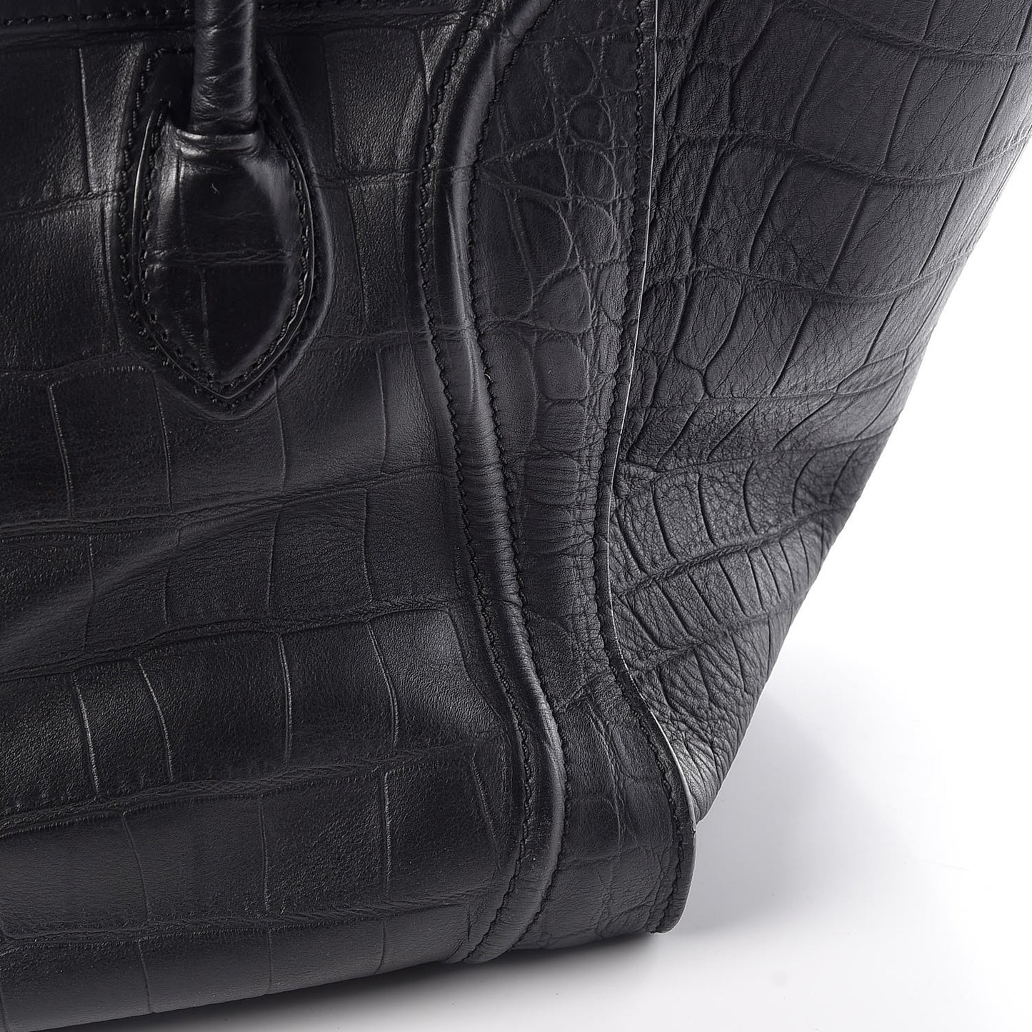 Crocodile Embossed Calfskin Medium Phantom Luggage Black