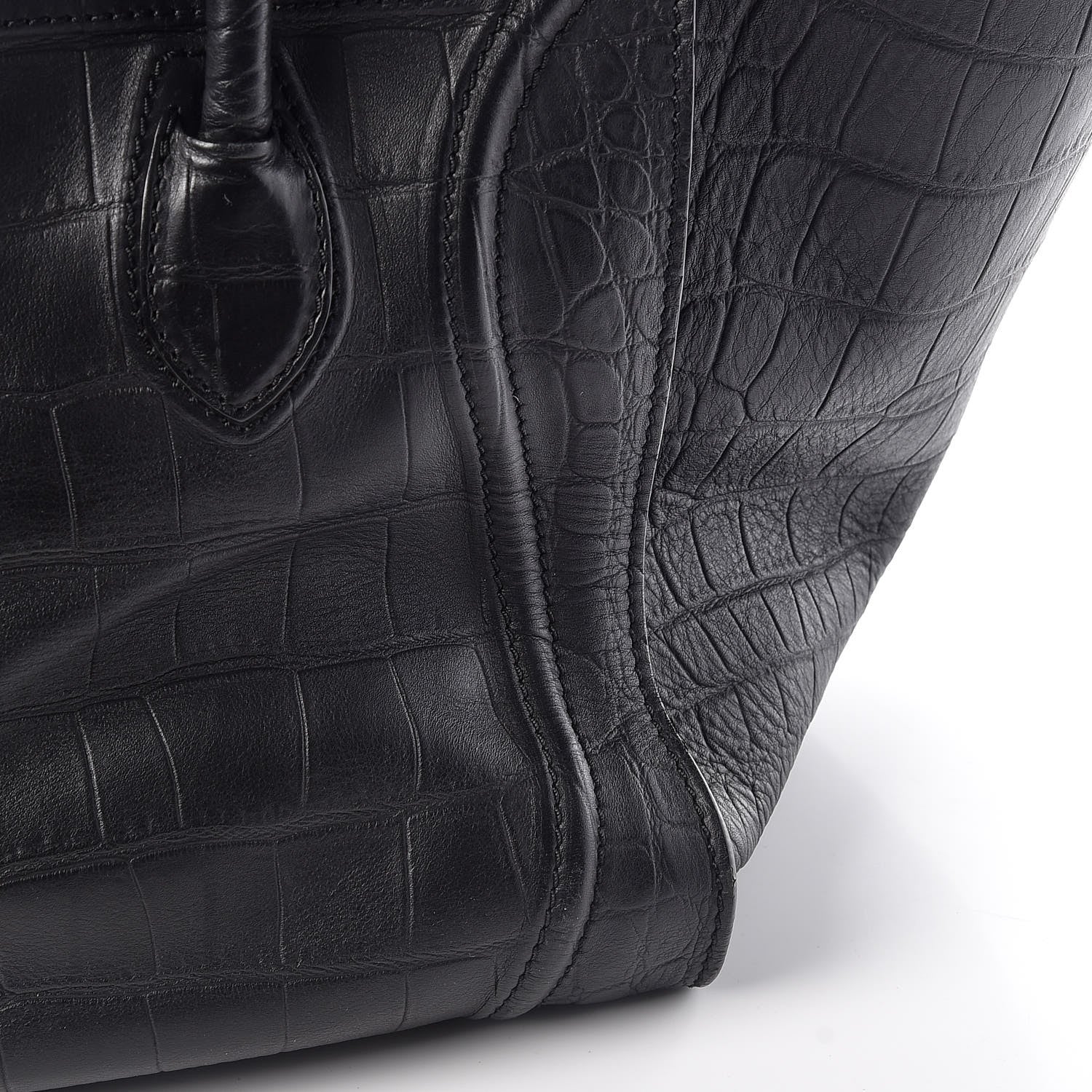 Celine Crocodile Embossed Calfskin Medium Phantom Luggage Black 18 of 19