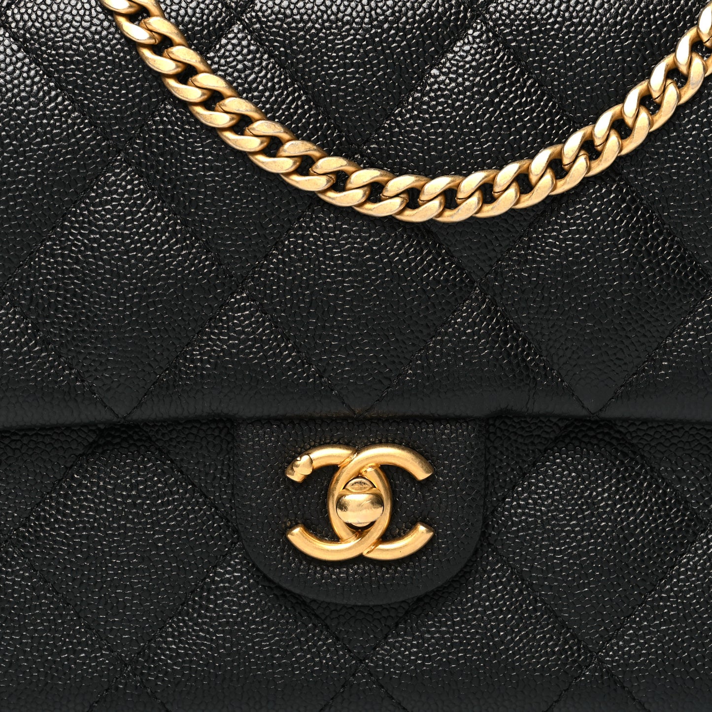Caviar Quilted Sweetheart Flap Black