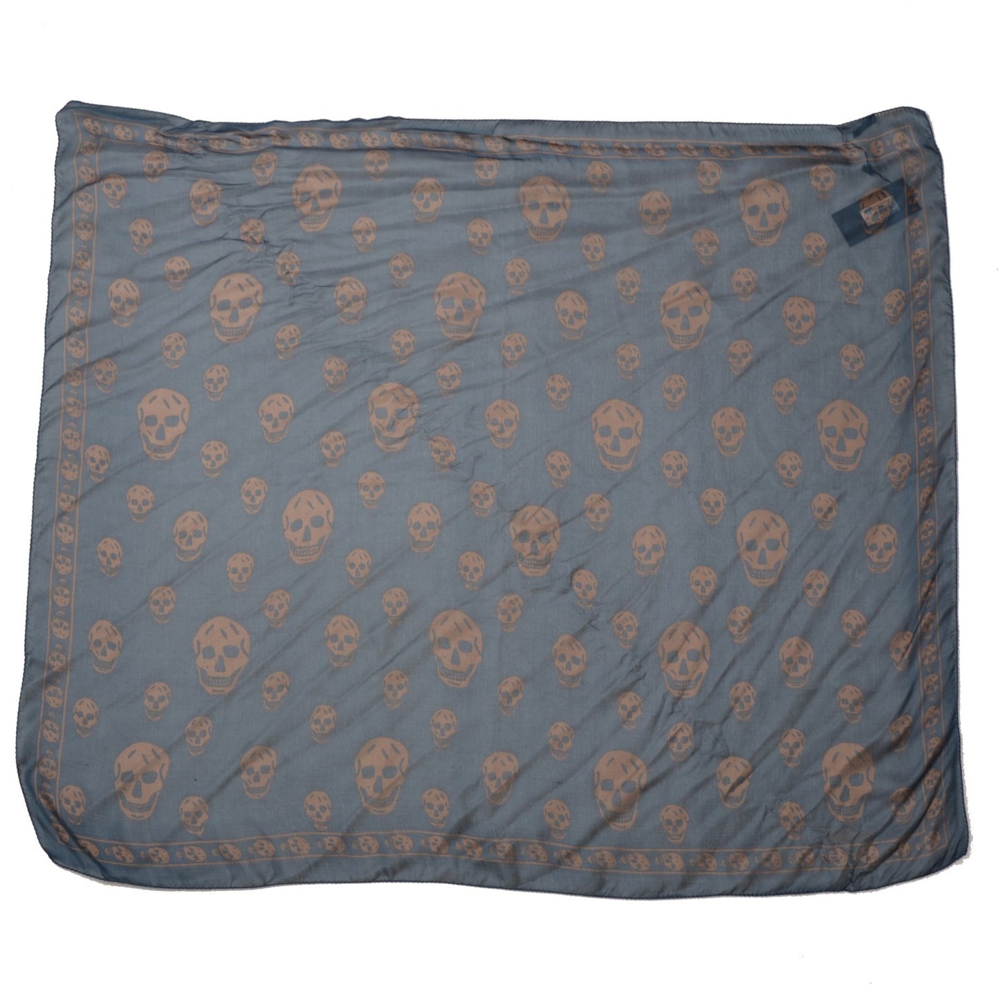 Silk Chiffon Skull Scarf Navy