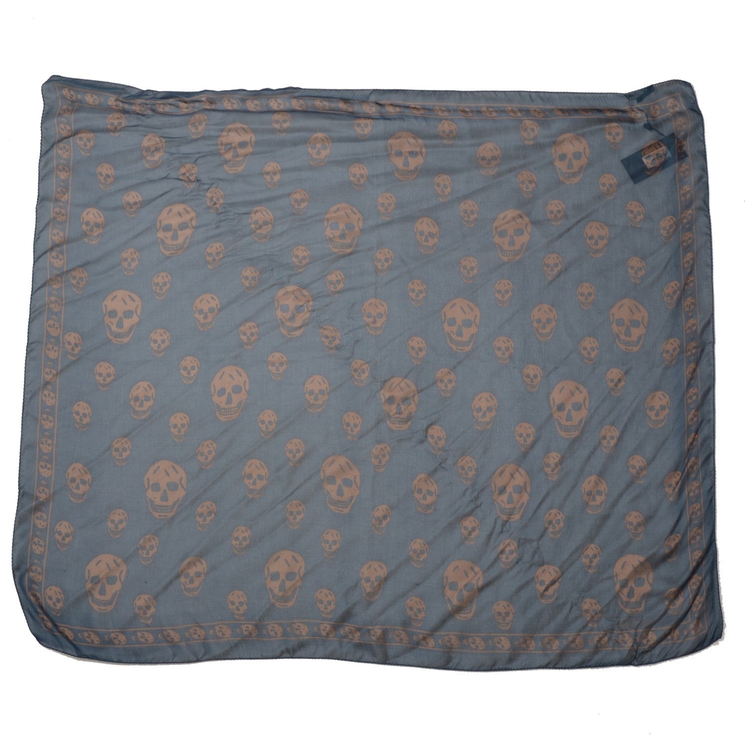 Alexander McQueen Silk Chiffon Skull Scarf Navy 2 of 6