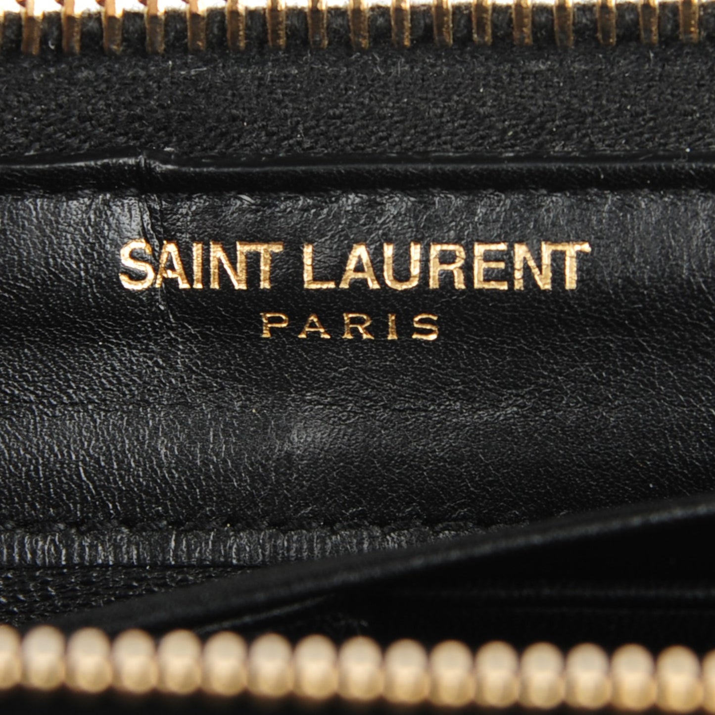 Patent Grain De Poudre Classic Letters Zip Around Wallet Black