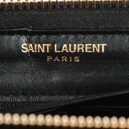 Saint Laurent Patent Grain De Poudre Classic Letters Zip Around Wallet Black 5 of 6