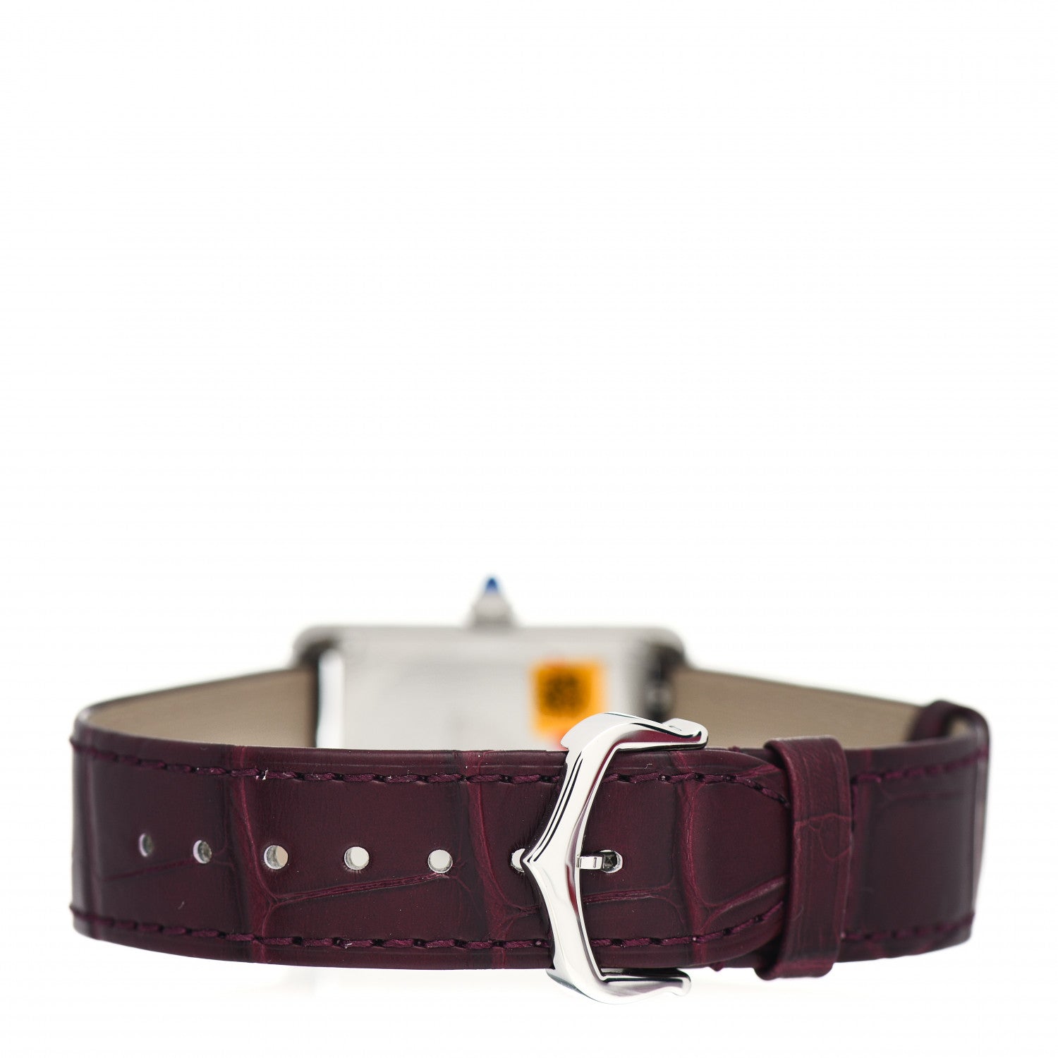 Cartier Stainless Steel Alligator 25mm Tank Must De Cartier Watch Burgundy 3 of 5